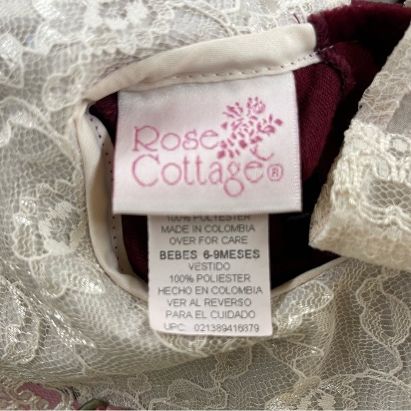 Vintage Rose Cottage Velvet and Lace Dress With Bloomers 3 Pieces 6-9 Months - Picture 7 of 8